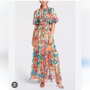ONE33 SOCIAL dress the Francesca maxi tiered dress floral corset back